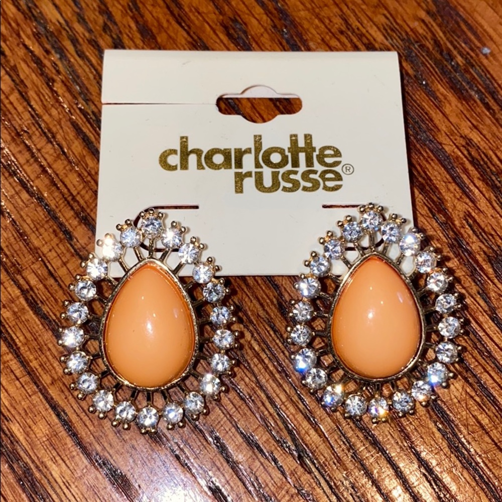 Coral/Gold Statement Earrings